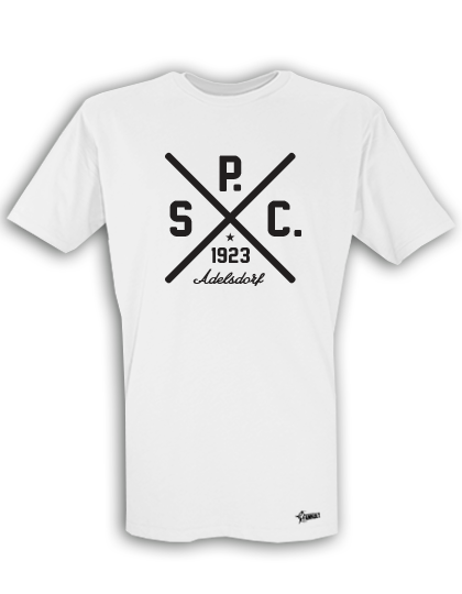 T-Shirt Herren Weiß SC Adelsdorf Cross Schwarz