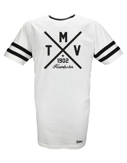 T-Shirt Herren Weiß MTV Union Hamborn Striped Cross Schwarz