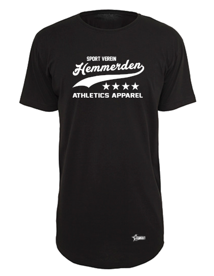 T-Shirt Herren X-Tra Long Schwarz SV Hemmerden Athletics Weiß