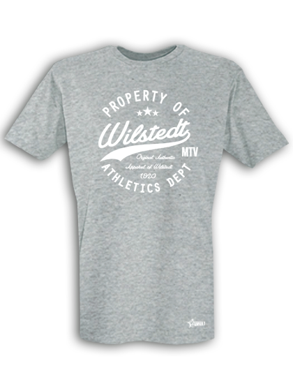 T-Shirt Herren Grau Melange MTV Wilstedt Property Of Weiß