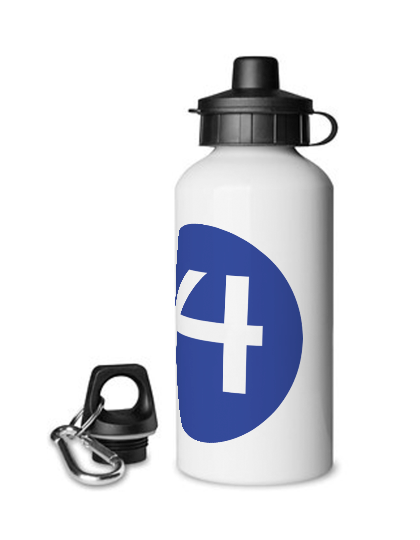 Aluminium Trinkflasche Weiss 600ml FK Hansa Wittstock Logo