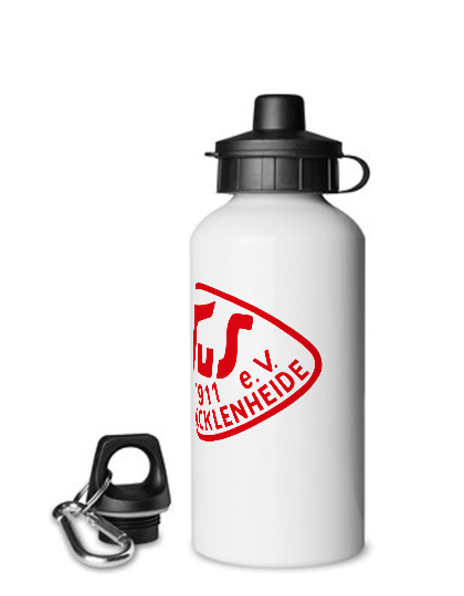 Aluminium Trinkflasche 600ml Weiß TuS Mecklenheide Logo